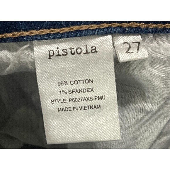 PISTOLA Pick Me Up Jeans Size 27 Blue Distressed Raw Hem High Rise Denim - Picture 4 of 11